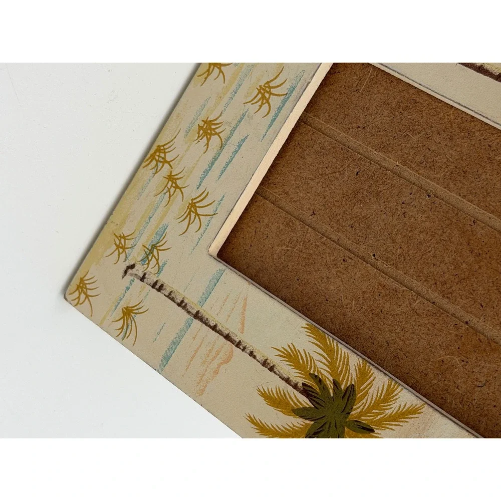 Vintage Tropical Palm Tree Wooden Square Picture Frame Beach Coastal Decor 6.5in